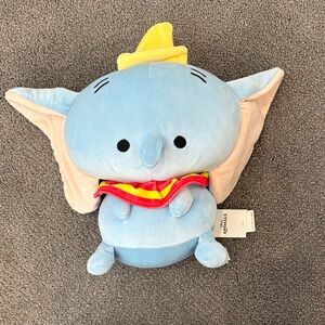 Disney Animals Blue Elephant Plush with Yellow Hat and Red Scarf 14.2”